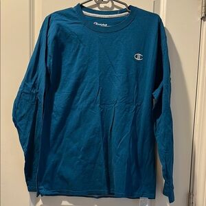 Champion Blue Long Sleeve Tee with Ribbed Cuffs